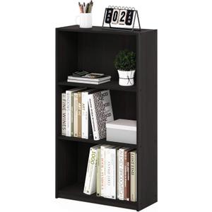 Furinno BASIC Book Shelf, 3-Tier Bookshelf with Open Shelves, Standing Bookcase, 9.3" x 21.8" x 39.5", for Organization and Storage, for Living Room, Bedroom, Home Office, Espresso
