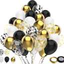 Black Gold White Confetti Balloon Set,100pcs 12 Inch Metallic Gold and Black White Glitter Confetti Balloon for Wedding, Birthday, Graduation Party Decorations,Happy New Year Decorations