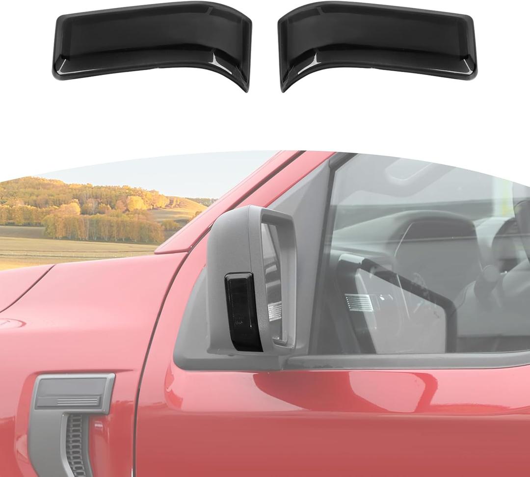 For F150 Outside Mirror Light Cover Trim Fit for Ford F150 2021-Present Smoked Black Exterior Accessories 2 Pcs