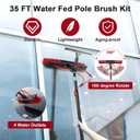 35ft Long Reach Solar Panel Cleaning Brush & Squeegee Kit, Aluminum Extendable Water Fed Pole Kit, 22in Wide Brush,Squeegee, Bendable Dusting Brush, Outdoor Window Washing Equipment Tool Kit, Large
