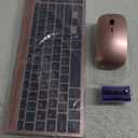 Wireless Keyboard and Mouse Ultra Slim Combo, TopMate 2.4G Silent Compact USB 2400DPI Mouse and Scissor Switch Keyboard Set with Cover, Batteries Included, for PC/ Laptop/ Windows/ Mac - Rose Gold Black