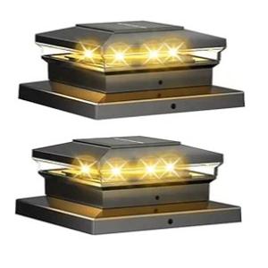 Solar Post Cap Lights 12 Pack, Fence Post Solar Lights, Warm White/Cool White Lighting, Black Waterproof Outdoor Post Lights for Garden Patio Porch, 4x4, 5x5 or 6x6 Vinyl/Wooden Posts