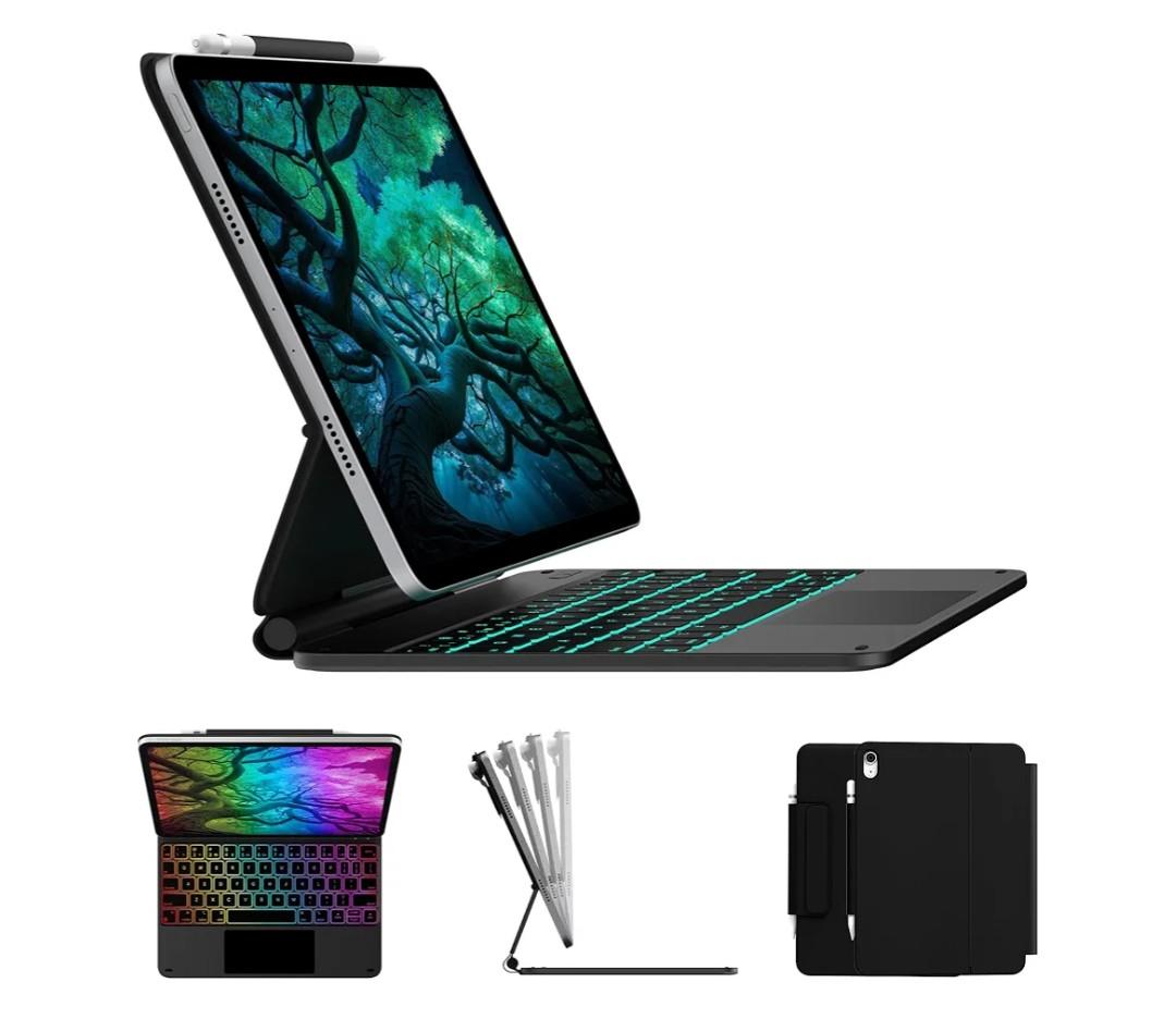 typecase Edge Keyboard Case for iPad 11th Gen A16 (2025) & 10th Gen 10.9" (2022) – Multi-Touch Trackpad, 11-Color Backlit Magic-Style Keyboard – Floating Magnetic Stand, Pencil Holder – Black