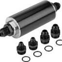 AUCELI 50mm Inline Gas Fuel Filter, Air Filter with 6AN 8AN 10AN Adapter, Aluminum Cleanable Fuel/Gas/Petrol Filter Adapter Fittings, Universal Vehicle Accessories for Car, SUV, Truck