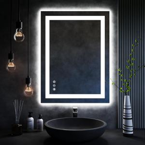 ISKM 32''L x 24''W LED Mirror for Bathroom Lighted Vanity Mirror for Wall Front Lights + Backlit LED Bathroom Mirror Anti-Fog Tempered Glass ETL Listed