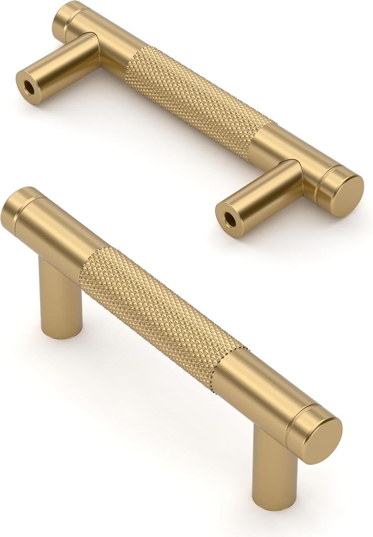 Asidrama 10 Pack 3 Inch(76mm) Champagne Bronze Cabinet Pulls Knurled Cabinet Handles Cupboard Handles Kitchen Cabinet Hardware for Cupboard Drawer Pulls (3" Hole Center)