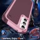 LeYi for Samsung Galaxy A14-5G Phone Case: Samsung A14 5G Case with Glass Screen Protector, Dual Layer Heavy Duty Shockproof Cell Case Cover Funfa para Android Mobile A 14 5G Telephone, Red Pink