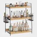 Bathroom Organizer Countertop, 3 Tier Bathroom Counter Organizer with Basket for Skin Care, Kitchen, Vanity (Brown)