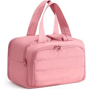 Travel Toiletry Bag Duffel - Water Resistant, Wide-open Large Lightweight Makeup Bag for Women with Handle & Wet Pocket, Puffy Organizer for Toiletries