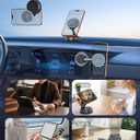 15W MagSafe Car Mount Charger, Magnetic Wireless Car Charger with Vacuum Suction Cup & Nano Adhesive Base, 360° Rotatable Strong Hold Car Phone Mount for iPhone 17 16 15 14 13 12 Series, Samsung S26