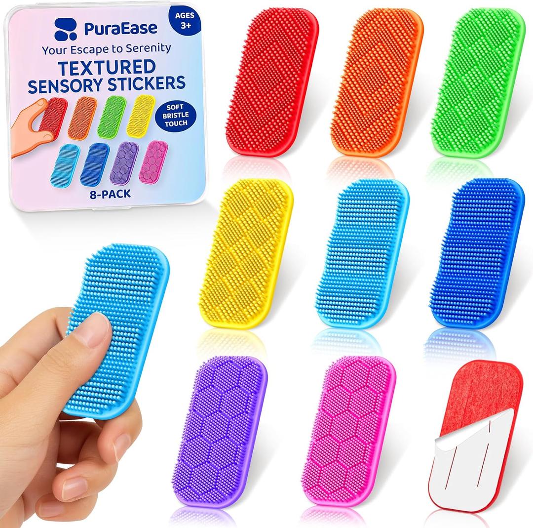 Bristle Tactile Sensory Stickers  8PC Soft & Gentle Textured Fidget Strips for Kids & Adults  Calm Strips for Autism, ADHD, Anxiety Relief  Quiet Fidget Toys for School, Classroom, Desk & Gifts
