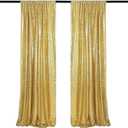 Gold Sequin Backdrop Curtains 2 Panels 2FTx8FT Glitter Gold Drapes Photo Backdrop Party Wedding Baby Shower Curtain Sparkle Photography Background