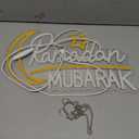 Ramadan Mubarak Neon Sign Islamic Wall Art Eid Mubarak Sign Moon Star LED Neon Light Dimmable Ramadan Neon LED Sign Bismillah Wall Sign Ramadan Mubarak Decorations Eid Al Fitr Supplies (Orange White)