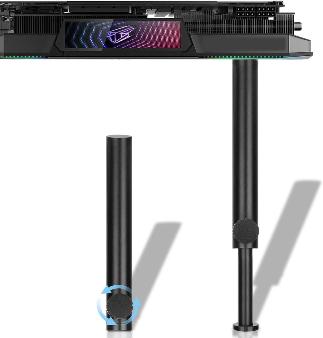 Tall GPU Support Bracket - Heavy Duty Adjustable GPU Anti Sag Holder & Support Stand for Graphics Card, 4.53"-8.27" Height Durable Black Metal PC Build Stabilizer, Large/Long GPU Sag Prevention