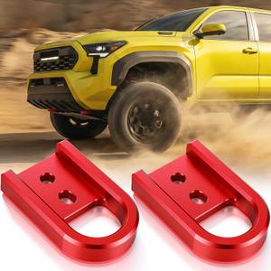 Timtin 2 Pcs Tow Hooks Compatible with Tacoma 2024-2026, Red Front Car Tow Hooks Compatible with 4runner 2025-2026 Accessories