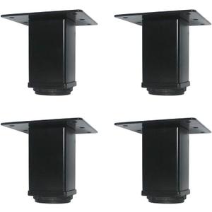 QLLY 4 inch Adjustable Metal Furniture Legs, Square Office Table Furniture Leg, Set of 4 (Black)