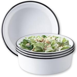 Tablecraft Melamine Dessert Side Bowls, Coupe Dishes, Vintage White with Black Rim Heavy Duty Break Resistant Premium Commercial Foodservice Restaurant Hospitality Use, 8.5" Round, 1.75 Qt, 3 Pcs