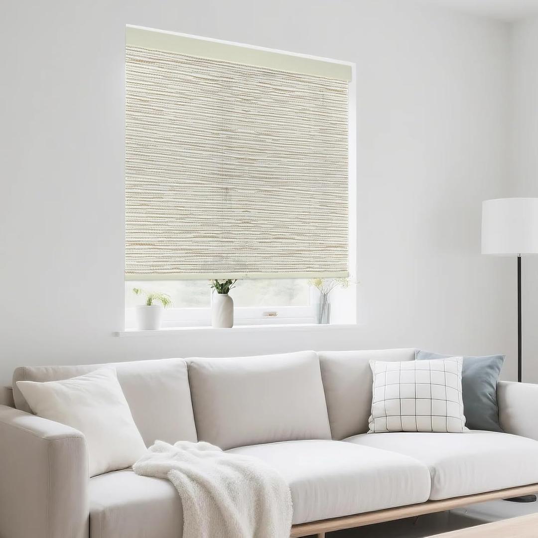 25" W x 72" H Cordless Light Filtering Roller Shade for Windows, Free Stop Windows Shades, Thermal Insulated Linen-Style Blinds for Home and Office, Modern Window Blind Color-Matched (Cream)