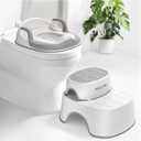Maliton Baby Potty Training Seat with Step Stool, Toddler Toilet Seat for Boys Girls, Anti-Slip Toddler Stool for Bathroom, Kitchen, Toilet Potty Training Set(One Potty Seat+Two Step Stool for Kids) (Gray)