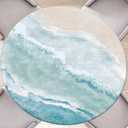 Round Tablecloth Coastal Beach Round Fitted Tablecloth with Elastic Outdoor Table Cover Fitted Tablecloths for Tables Waterproof Reusable TableCloths for Indoor and Outdoor (36''-40'')