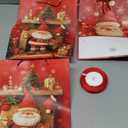 Rusikia 12 Christmas Gift Bags with 12 Tissues and 1 Satin Ribbon, Red Party Favor Bags Bulk with Handles, Glittery Cute Balls Father Christmas Paper Bag for Wrapping Holiday (Medium 10"x4"x12.6")