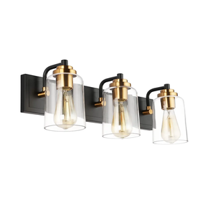 SOLFART Bathroom Vanity Light 3-Light Light fixtures for Bathroom Above Mirror Bathroom Lights fixtures Over Mirror in Black Brass Wall Sconces