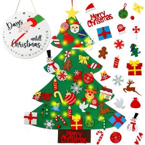 Advent Calendar 2025, Felt Christmas Tree for Kids Advent Calendar Countdown with 40 pcs DIY Xmas Tree Detachable Ornaments and String for Xmas Decorations Gift for Toddlers