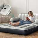 YITAHOME Queen Size Inflatable Sofa Bed with Headboard and Pump, Convertible Blow Up Couch, 2-in-1 Black Air Sofa Bed for Home, Camping, and Guests, Gray