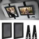 CARFIB 2pcs Car Picture frame Sun Visor Photo Frame Leather Display Memorial Pictures for Couple Family Universal Vehicle Personalized Decor Black