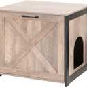 Dwanton Cat Litter Box Furniture Hidden, Cat Litter Box Enclosure, Reversible Entrance Can Be on Left or Right Side, Indoor Cabinet, Wooden Washroom, End Table, Nightstand, Greige, 23.6" L