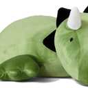 KOWSi 1.4 LB Weighted Stuffed Triceratops Animals Plush - 16 Inch Squished Long Dinosaur Jumbo Pillow - Soft Green Dino Stuffed Animal Toy - Lumbar Back Cushion Soothing for Kids Adults (Triceratops)