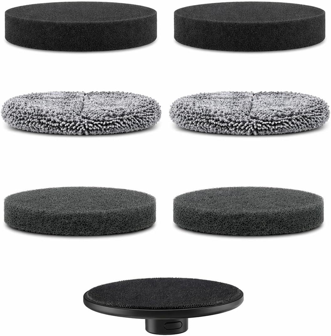 6-Pack Electric Spin Scrubber Replacement Heads, Universal Hook and Loop Cleaning Brush Refill Pads (2 Microfiber, 2 Sponge, 2 Scouring) for Bathroom, Tub, Kitchen and Car