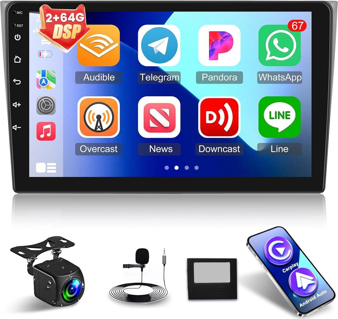 [2+64G] for Mazda CX9 CX-9 CX 9 2006-2016 Android Radio, 10.1 inch IPS Toushscreen Aftermarket Radio - Wireless Carplay and Android Auto, Mirror Link, WiFi, GPS, SWC + AHD Backup Camera + Canbus