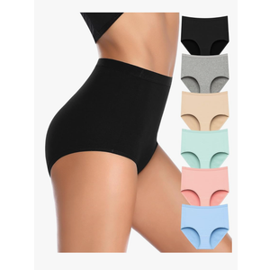 Annenmy High Waisted Panties Women's Cotton Underwear Full Coverage Briefs Soft Breathable Stretch Briefs Regular & Plus, Size M