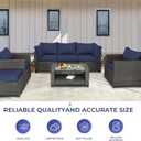 14Pcs Stretch Patio Cushion Covers Replacement Outdoor Couch & Sofa Covers Waterproof UV-Resistant Slipcovers for Patio Furniture Cushion with Zipper, Blue
