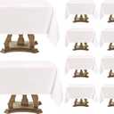 Square Tablecloth 52 x 52 Inch White 10 Pack Tablecloths Stain-Wrinkle Resistant Washable Polyester Table Cloths for Holiday, Buffet Parties, and Weddinge