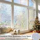 Windimiley Rainbow Window Privacy Film, 3D Stained Glass Christmas Decorative Window Clings, UV Heat Blocking Holographic Prism Stickers for Home(23.6 x 78.7In,Pure), 23.6 x 78.5 Inch