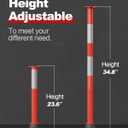 RoadHero 3 Pack Traffic Delineator Post with Weighted Rubber Base, Portable Orange Safety Barrier Posts Cones with 5 FT Plastic Chain and Reflective Collars for Parking Lots,Construction Events