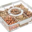 Super Large - Divided Tray with Lid and Handle - Snack Box for Portable Snack Tray - Transparent Storage for Candy, Fruits, Nuts, Snacks - Perfect for Parties and Entertainment