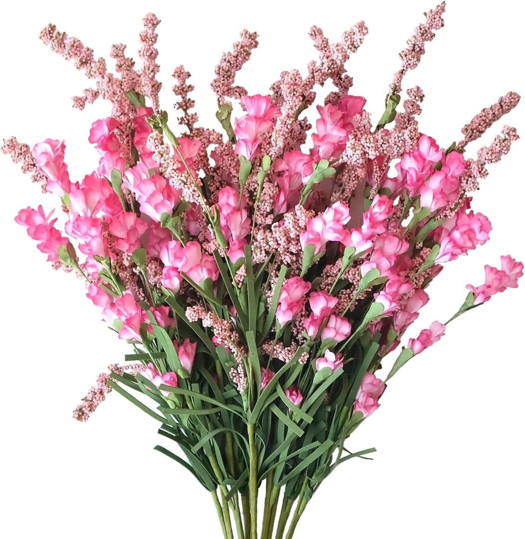 TEMPUS 10Pcs Artificial Flower Bulk Spring/Summer Flowers Wedding Party Vase Bouquet Floral Arrangement Home Decor Indoor Decor(Pink)