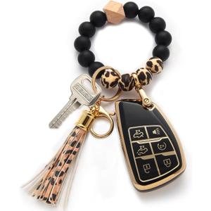 for Chevy Key Fob Cover with Keychain.TPU Keyshell No Screws Required for Installation. (Black-6 Buttons, 6-Buttons)