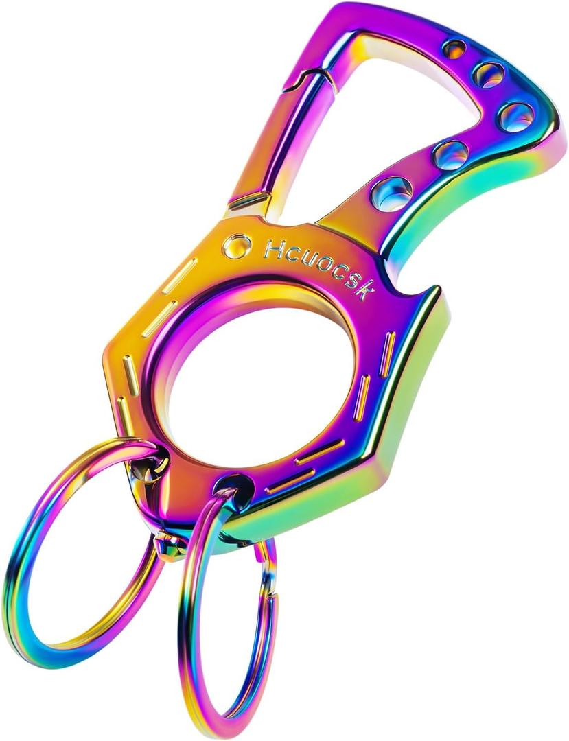 Heavy Duty Key chain Car Key rings Accessories, Carabiner Clip Keychain Bottle Opener, Outdoor Keys Holder for Men and Women (Multicolor, 1-Pack)
