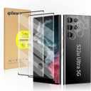 [2+2 Pack] Galaxy s22 Ultra Tempered Glass Screen Protector + Camera Lens Protector,3D Curved, Support Fingerprint for Samsung Galaxy s22 Ultra 5G
