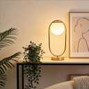 Mid Century Modern Table Lamp White Glass Shade Nightstand Lamp Small Gold Table Lamp for Bedside Bedroom Living Room Office