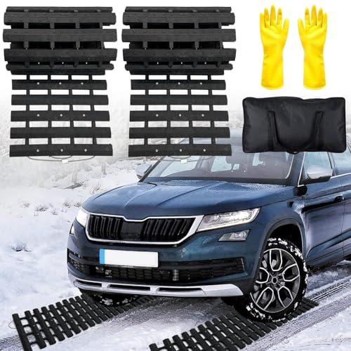EVTIME Emergency Devices 2 pcs Tire Traction Mats 39.3" (L) x 10.8" (W), Portable for Snow, Ice, Mud, and Sand Used to Car, Truck, Van or Fleet Vehicle Off Road Winter Accessories (2PCS* 39in)