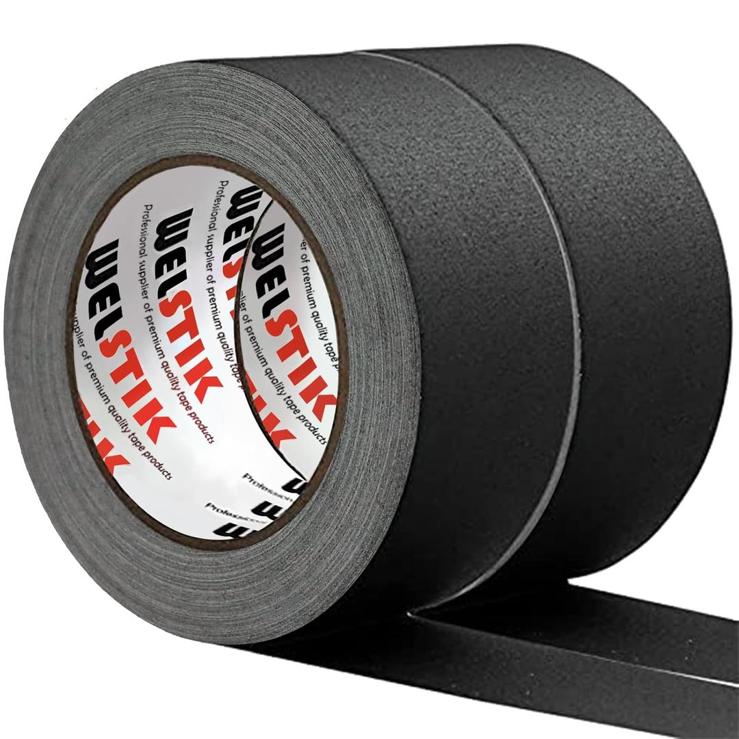 WELSTIK 2 Pack Black Gaffers Tape,2" X 33 Yards-10% Longer Gaffer Tape,Waterproof Matte Finish Gaff Tape,Non Reflective,Easy to Tear