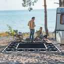 GENIMO 8 ' x 10 ' Outdoor Rug for Patio Clearance, Waterproof Indoor Outdoor Plastic Straw Rugs Carpet, Reversible Outside Area Rv Mat for Camping, Balcony Porch, Deck, Picnic, Beach (Black & White)