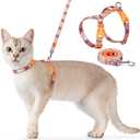 Dooradar Cat Harness and Leash, Escape Proof Adjustable Kitten Vest, Lightweight Soft Pet Straps, Easy Wearing for Small Medium Kitty Safe Walking Travel Control, Orange & Blue, M