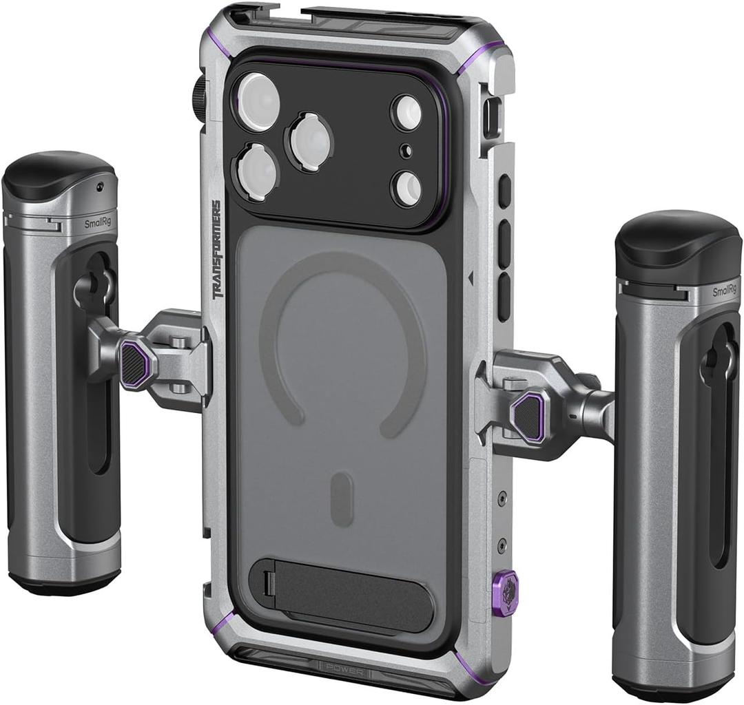 SmallRig Megatron Edition Dual Handheld Video Cage Kit for iPhone 17 Pro, Wireless Control Handle, Quick Release, Filmmaking & Live Streaming Kit with Case, Rotatable Handles, Lens Backplate-5585