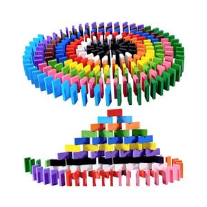OBTANIM 600 Pcs Colorful Wooden Domino Blocks Set Tile Bulk Building Racing Stacking Games Educational Toys for Kids Birthday Party Favor